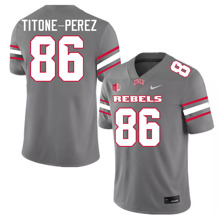 Men #86 David Titone-Perez UNLV Rebels College Football Jerseys Stitched-Grey